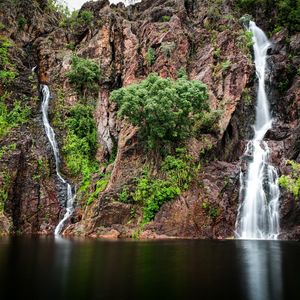 Scenic view of waterfall in forest