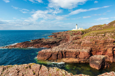 Scenic view of sea against sky, rua reidh lighthouse, scotland, nc500