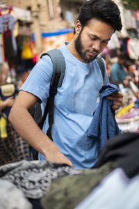 Young man looking away