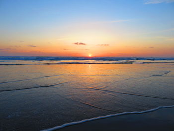 Scenic view of sea at sunset