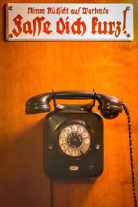 Close-up of telephone booth