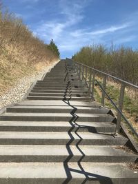 Steps leading towards tree against sky