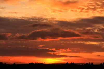 Scenic view of dramatic sky during sunset