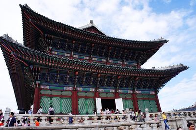 Low angle view of temple against clear sky