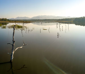 Scenic view of lake against sky