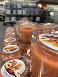 Close-up of ice cream in glass on table