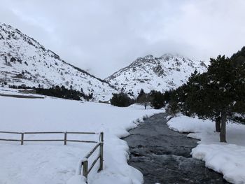 Snow covered mountain against sky