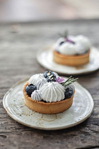 Close-up of dessert in plate on table