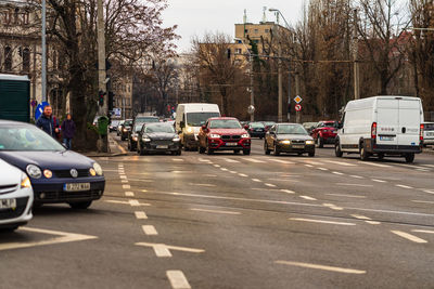 Cars on street in city