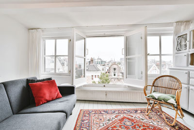 Empty chairs and table at home