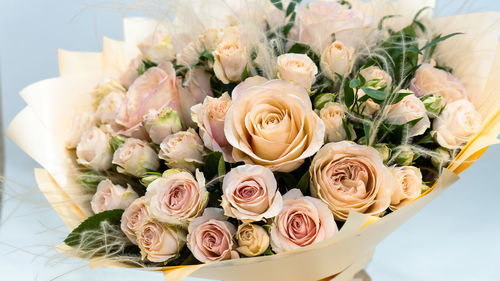 High angle view of rose bouquet