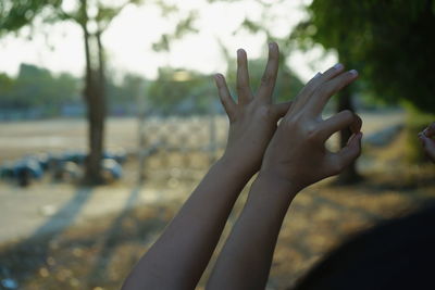 Close-up of woman hand