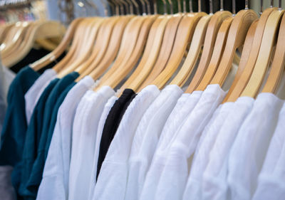 Clothes on rack at store