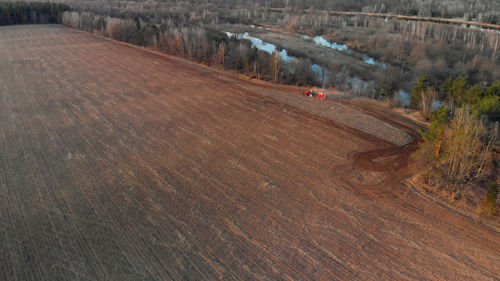 High angle view of agricultural field