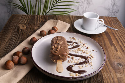 High angle view of food on table