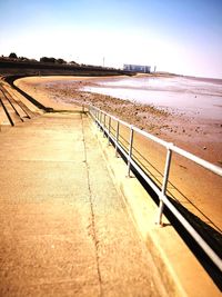 Scenic view of beach against clear sky