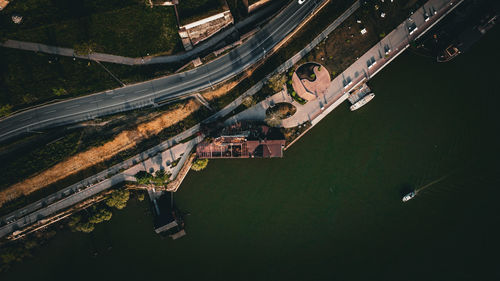 High angle view of buildings in city