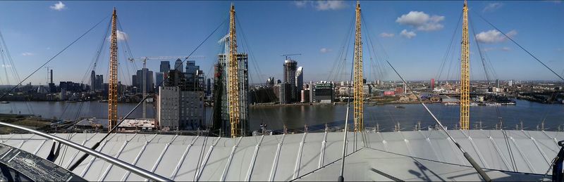 Cityscape against blue sky