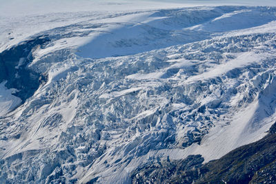 High angle view of snowcapped mountains