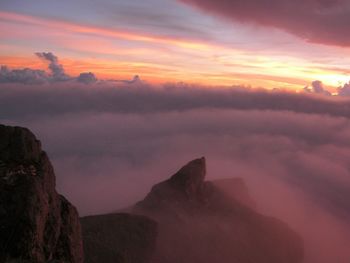 Scenic view of dramatic sky during sunset