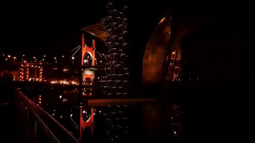 Illuminated mosque at night