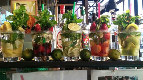 Various fruits on display at store