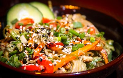 High angle view of salad in plate