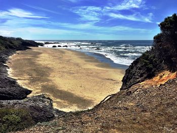 Scenic view of beach against sky