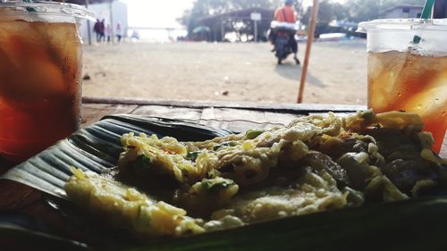 Close-up of food on table