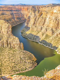 High angle view of rock formation in water