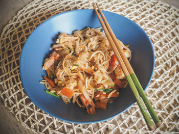 High angle view of food in plate