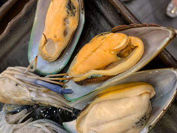 Close-up of seafood on table