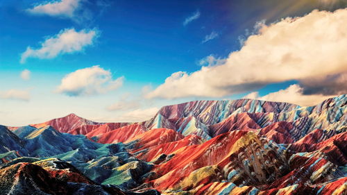 Mount viniknka ,rainbow mountain in the cusco region of peru 