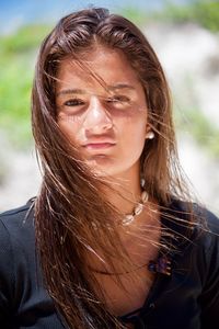 Close-up portrait of a beautiful young woman