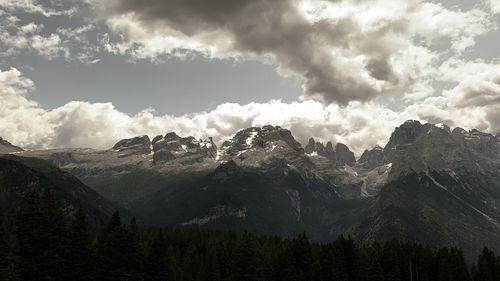 Panoramic view of landscape and mountains against sky