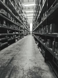 Shelves in warehouse