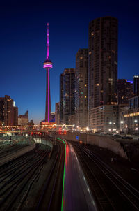 Light trails in city at night