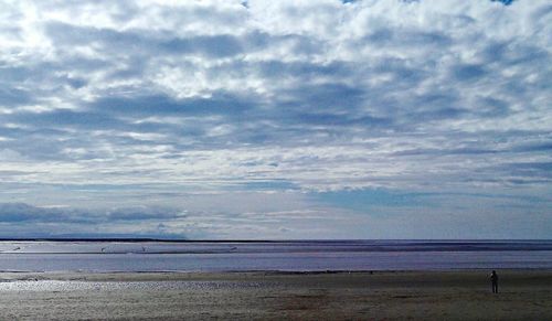 Scenic view of sea against cloudy sky