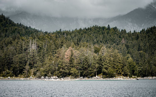 Scenic view of lake against sky