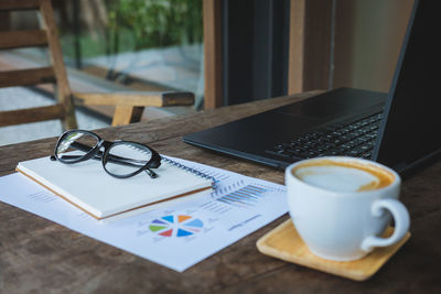 Coffee cup on table