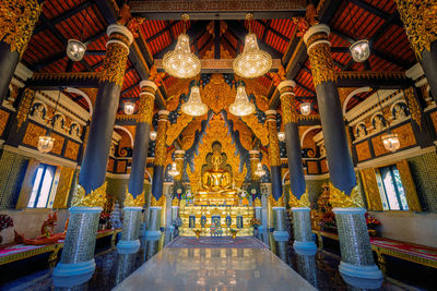 Interior of illuminated temple