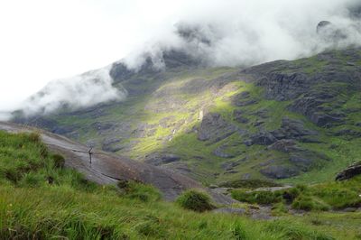 Scenic view of landscape against cloudy sky