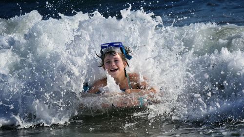 Portrait of girl enjoying in sea