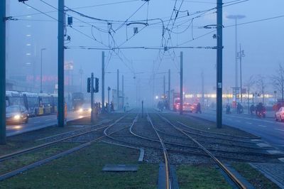 View of railway tracks at night