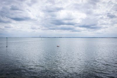 Scenic view of sea against cloudy sky