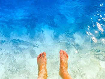 Low section of person in swimming pool