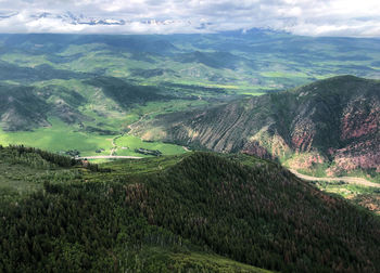 Aerial view over the colorado rocky mountain