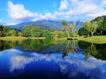 Scenic view of lake against sky