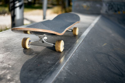 Close-up of skateboard on table