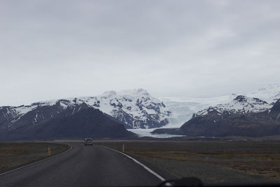 View of the glacier traveling on the road n1